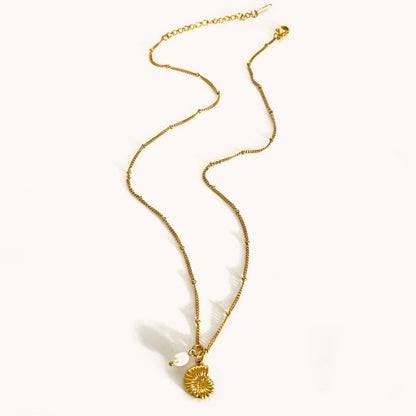 Collar Caracol Perla Acero Inoxidable 2R1