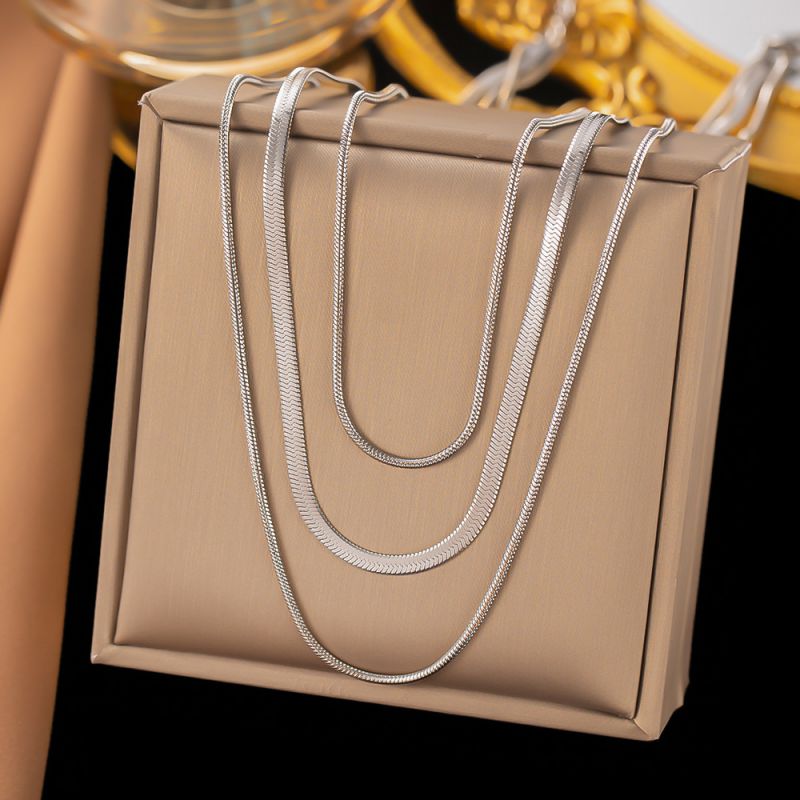 Collar Layer Plateado Acero Inoxidable