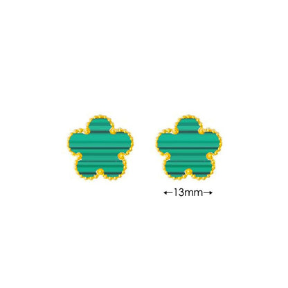 Aretes Trébol Verde Acero Inoxidable  2i4
