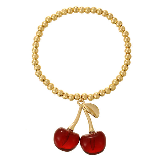 Pulsera Cerezas Chapa de Oro 1M3