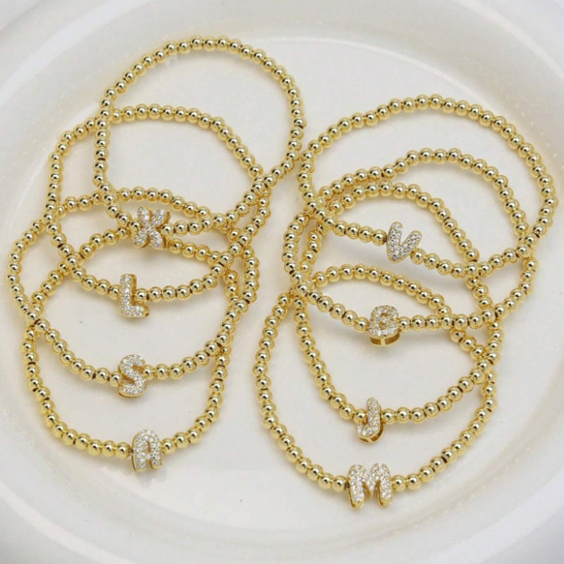 Pulsera Inicial Zirconias Chapa de Oro