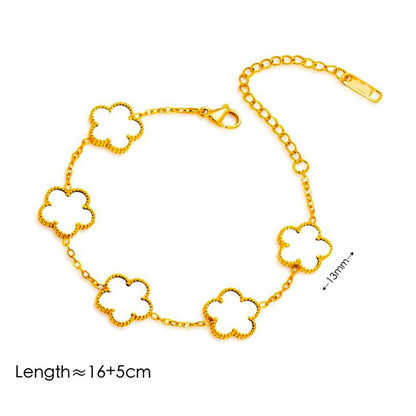 Collar Trébol Blanco Acero Inoxidable  1D6