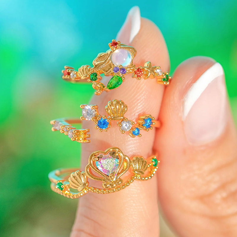 Anillo Concha de Sirenita Ajustable Acero Inoxidable 2X5