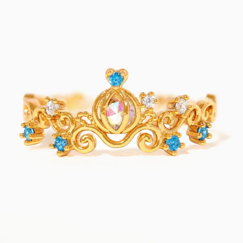 Anillo Carroza de Cenicienta Chapa de Oro Ajustable 3M2