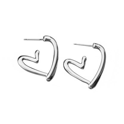 Aretes Plateados Corazón Acero Inoxidable 1Z8