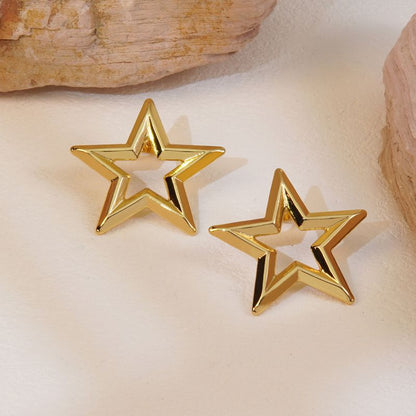 Aretes Dorados Estrella Acero Inoxidable  3A6