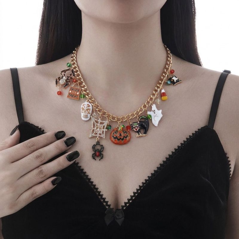 Collar Dorado Charms Halloween