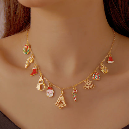 Collar Dorado Charms Navideños