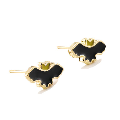 Aretes Dorado Negro Mini Murcielago