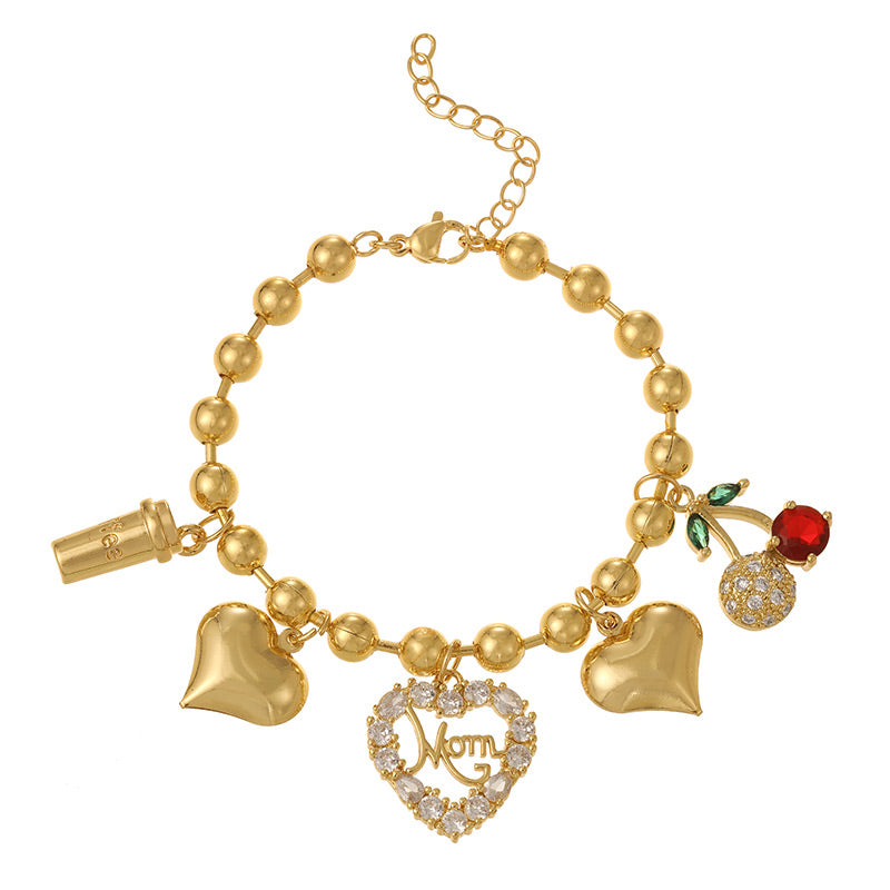 Pulsera Dorada Bolitas y Charms