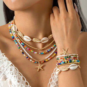 Set de Collares y Pulseras Estrella de Mar y Caracoles 1AA3