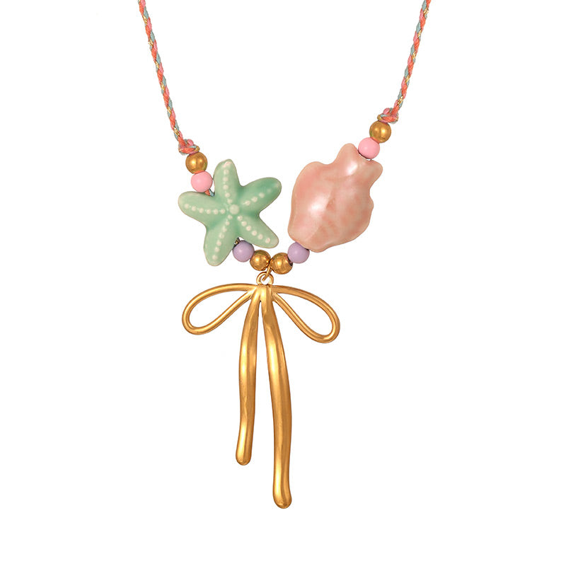 Collar de Cuerda Caracol Estrella Pez Acero Inoxidable 2A5