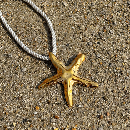 Collar Gran Estrella de Mar Dorada Acero Inoxidable 4E19