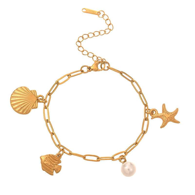 Pulsera Charms Pez Perla  Acero Inoxidable 1F1