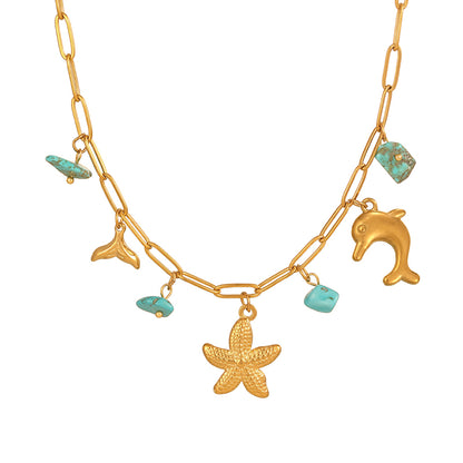 Collar Charms Turquesa  Acero Inoxidable 2C3