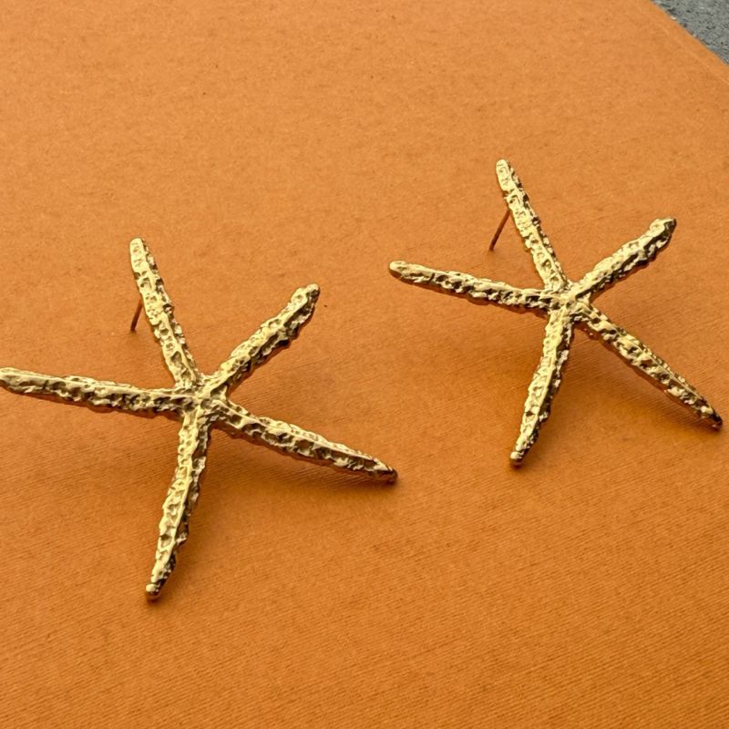 Aretes Estrella Mar Dorado Acero Inoxidable 1J2