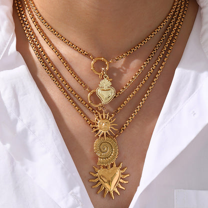 Collar Corazón Dorado Largo Acero Inoxidable 1Z3