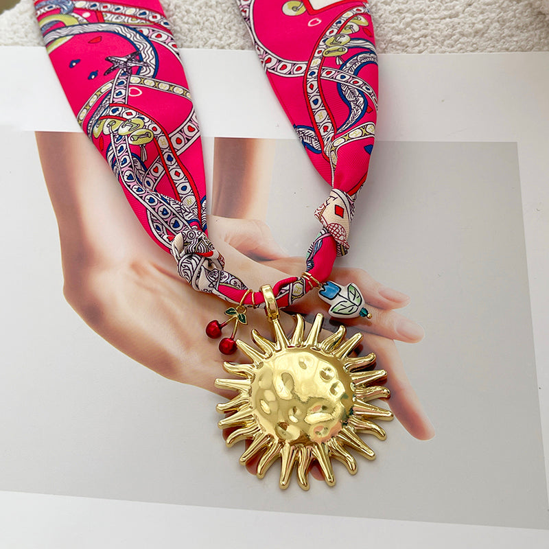 Collar de Cinta Estampada Sol Cerezas 1R7