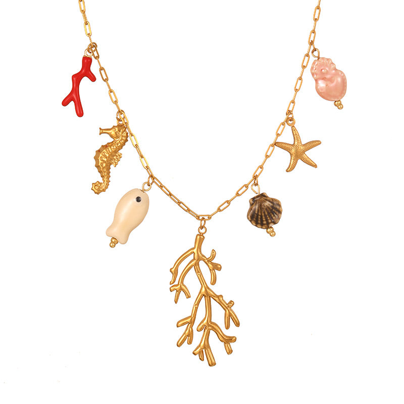 Collar Charms Océano Dorado Acero Inoxidable 1L2