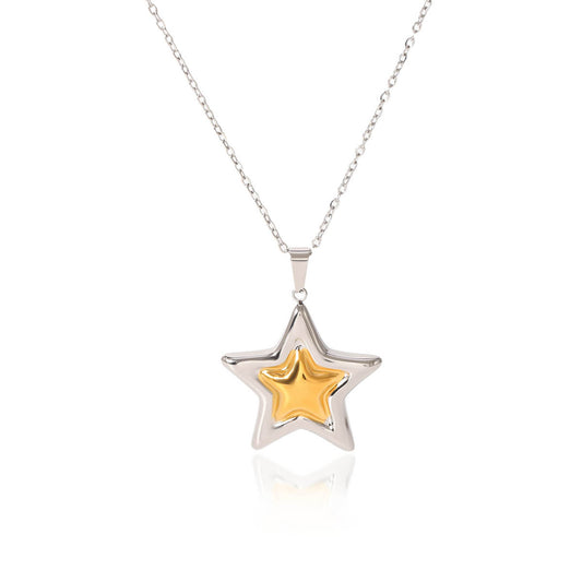 Collar Estrella Oro-Plata Acero Inoxidable 1G3