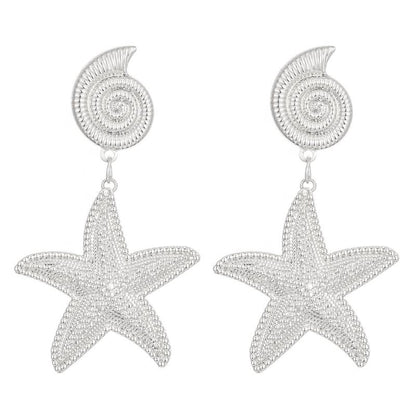 Aretes Estrella Caracol Plateados 1V5