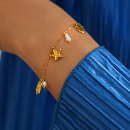 Pulsera Dorada  Charms Verano Acero Inoxidable 1X6