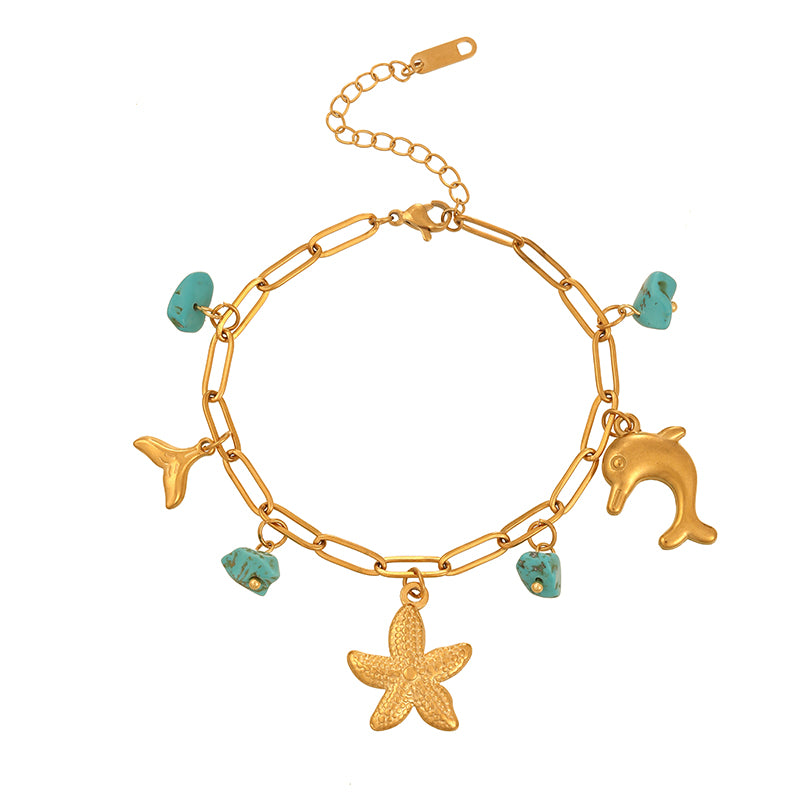 Pulsera Charms Turquesa  Acero Inoxidable 2G5