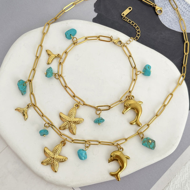 Pulsera Charms Turquesa  Acero Inoxidable 2G5