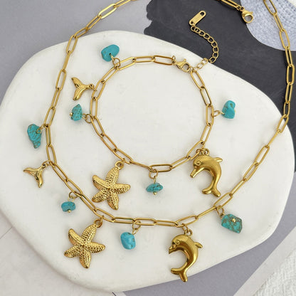 Pulsera Charms Turquesa  Acero Inoxidable 2G5
