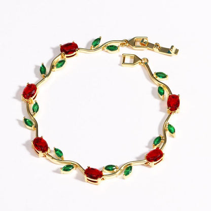 Pulsera Dorada Rama y Hojas Chapa de Oro 1E1