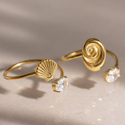 Anillo Dorado Conchita Zirconia Acero Inoxidable 3E1