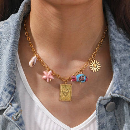 Collar Charms Colores  Acero Inoxidable 1H3