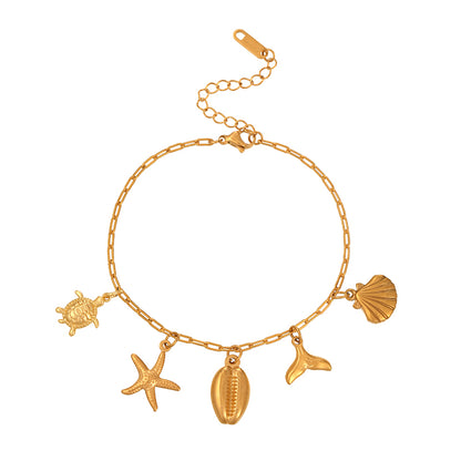 Pulsera Charms Concha Dorado Acero Inoxidable 1K3