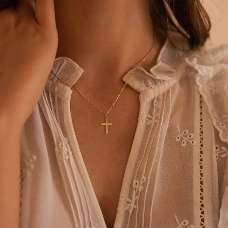 Collar Dorado Cruz Acero Inoxidable 4E1