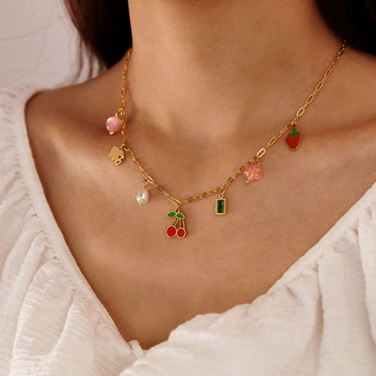 Collar Charms Cereza Acero Inoxidable 1j7