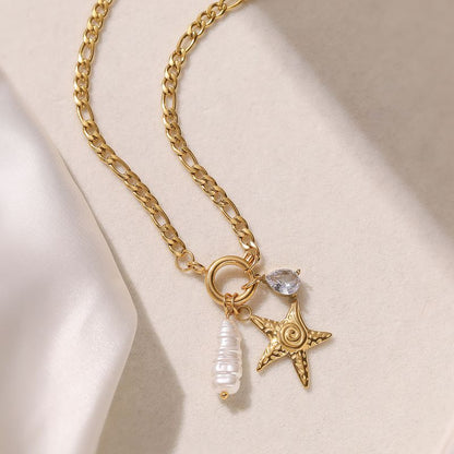 Collar Estrella de Mar con Perla Acero Inoxidable 3H1