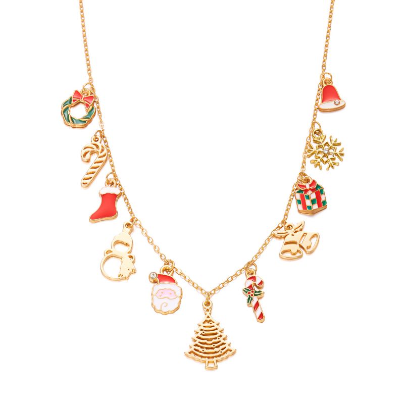 Collar Dorado Charms Navideños