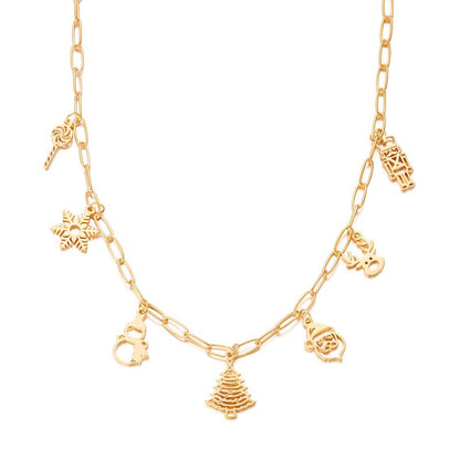 Collar Dorado Charms Navideños