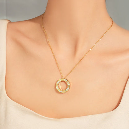 Collar Dorado Circulo Perfecto Acero Titanio