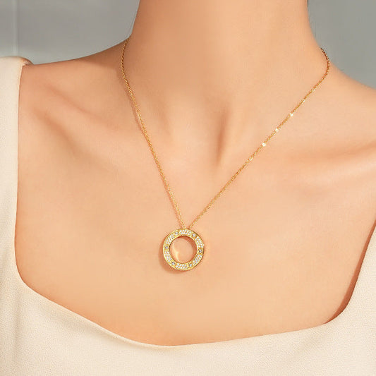 Collar Dorado Circulo Perfecto Acero Titanio