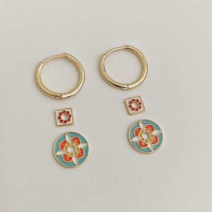 Aretes Rondanas de Colores Chapa de Oro 1S6