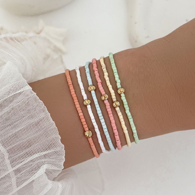 Set de 6 Pulseras de Cuentas de Colores Pastel 1L3