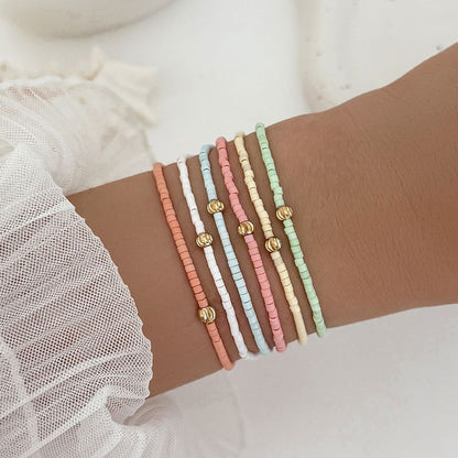 Set de 6 Pulseras de Cuentas de Colores Pastel 1L3