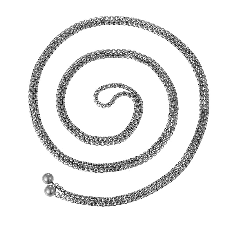 Collar Plateado Largo Abierto  Acero Inoxidable 4E2