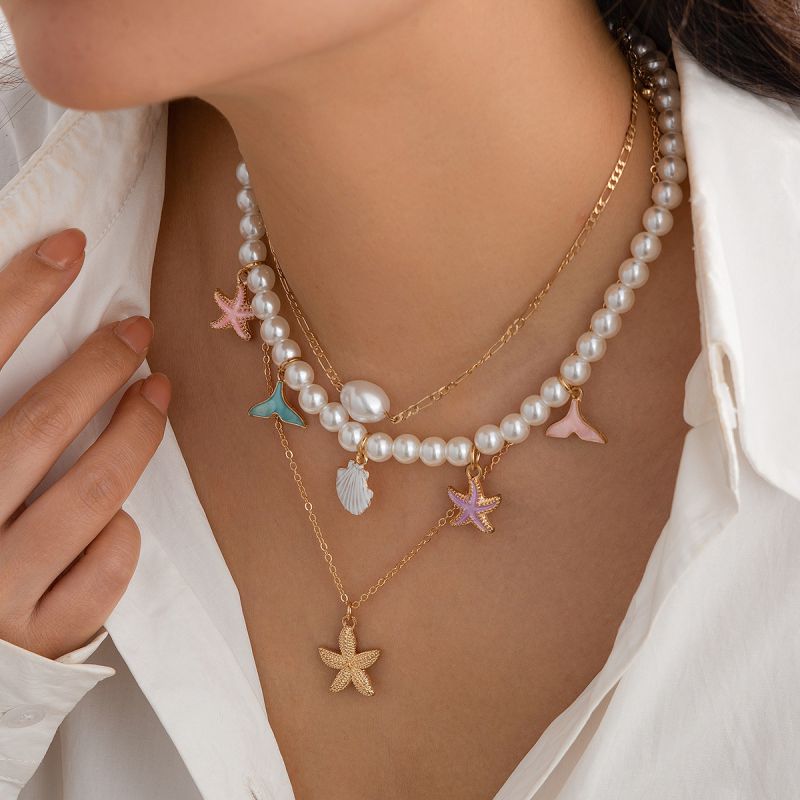 Collar Perlas y Estrellas de Mar 2Y8