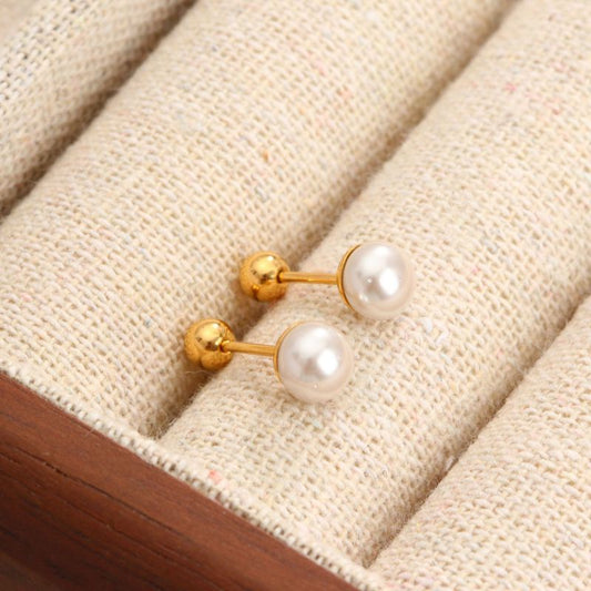 Piercing Dorados con Perla Acero Inoxidable R24