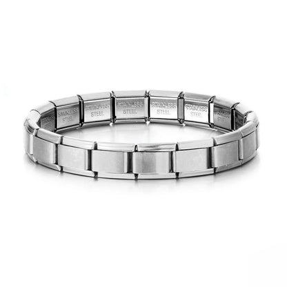 Pulsera Italiana Plateada 9mm Acero Inoxidable  1T3