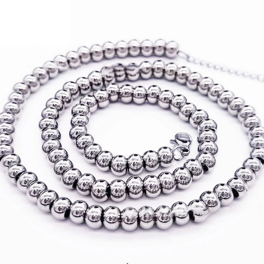 Collar Plateado Esferitas Acero Inoxidable