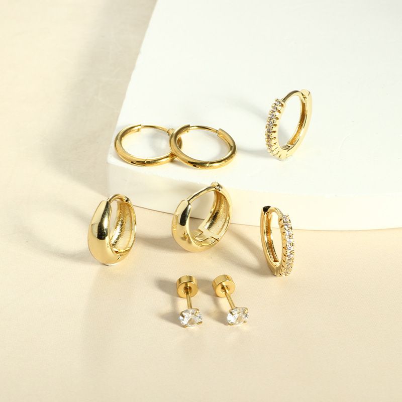Set Piercings Arracadas Doradas 8 Piezas Acero Inoxidable C617
