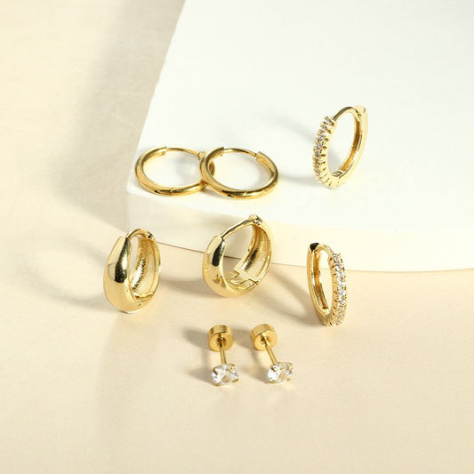 Set Piercings Arracadas Doradas 8 Piezas Acero Inoxidable